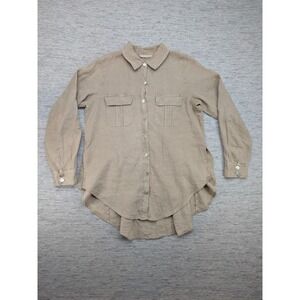 Soft‎ Surroundings Linen Tunic Drawstring Back Medium Minimalist Button Up